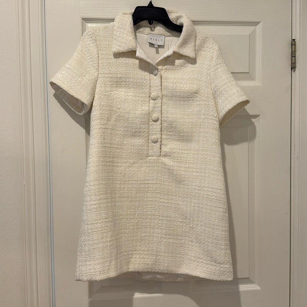 Tweed white Mable medium mini dress